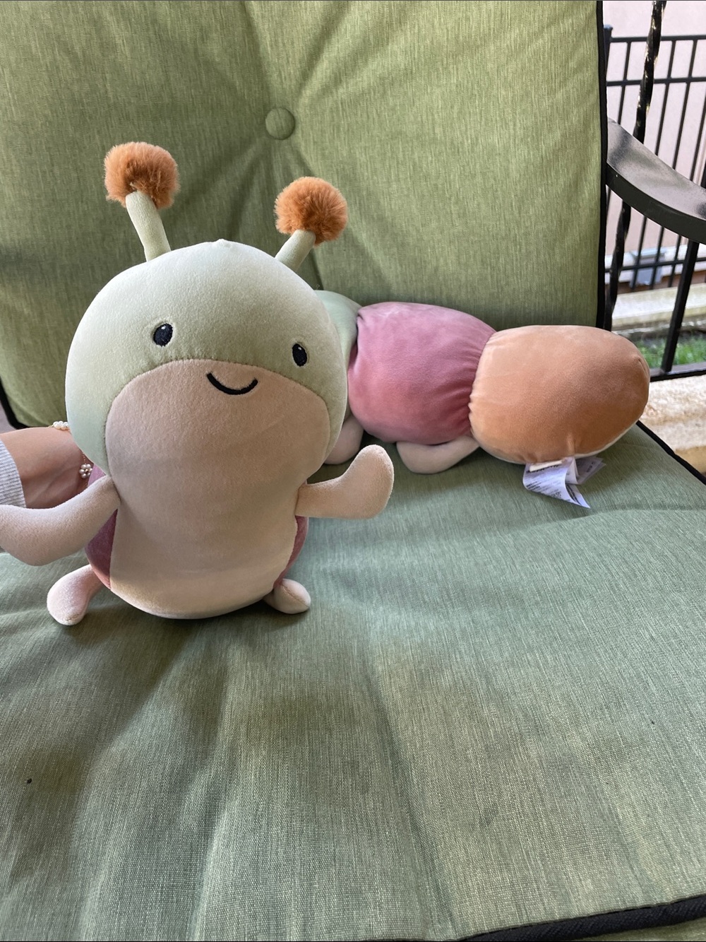 Plush Caterpillar Soft Toy - Pastel Green and Pink rare find